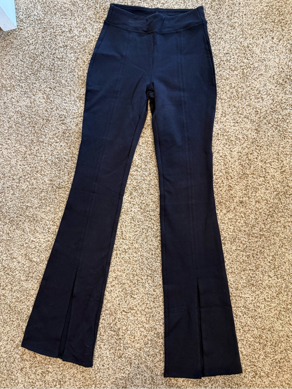 ALO Yoga Black Bootcut Ponte Flare Pants Front Split